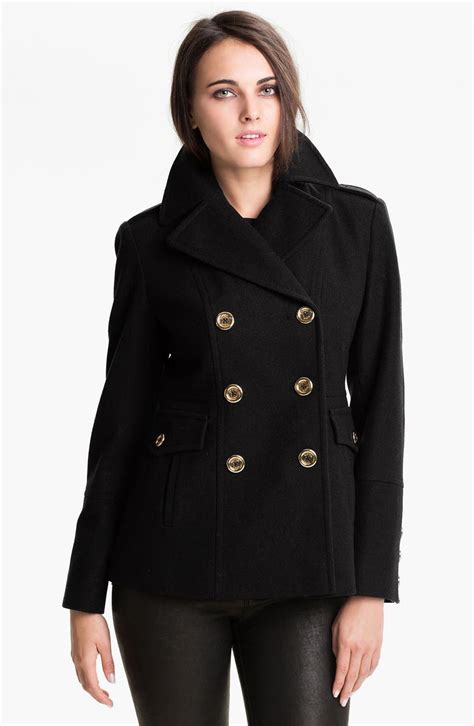 michael kors womens black peacoat|michael kors classic fit peacoat.